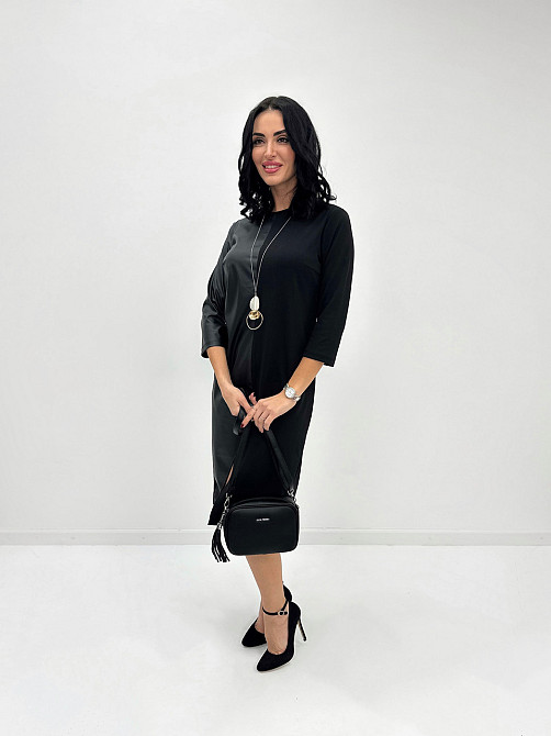 Платье миди с экокожей Martina батал 54-56, Черный Киев - изображение 6