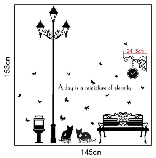 Интерьерная наклейка в комнату Фонарь и коты Киев - изображение 2