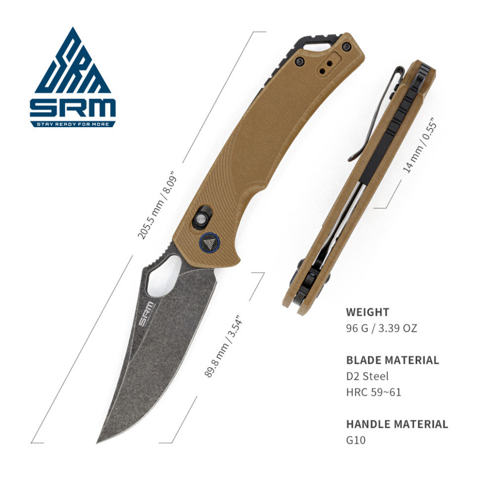 Ніж складаний SRM Retriever 9202-GW, коричневий Київ - фото 7