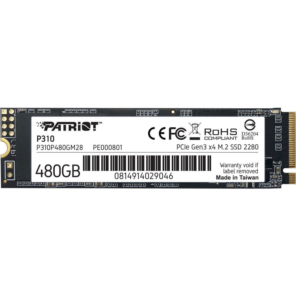 Накопичувач SSD 480GB Patriot P310 M.2 2280 PCIe NVMe 3.0 x4 TLC (P310P480GM28) M.2 2280 Харків - фото 1