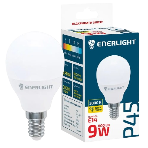 Лампа P45 9W E14 3000K LED Enerlight Житомир