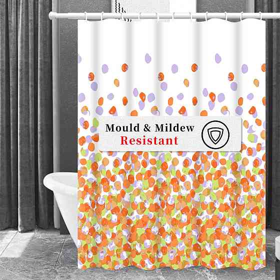 Шторка для ванны из полиэстера водонепроницаемая Bathlux 180x180 см с кольцами, занавеска для ванной комнаты Каменец-Подольский