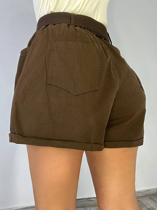 Шорты женские A-N 5701 мом на резинке с ремнем короткие коричневые, коричневый, L, L, 85 см, 112 см Киев - изображение 18