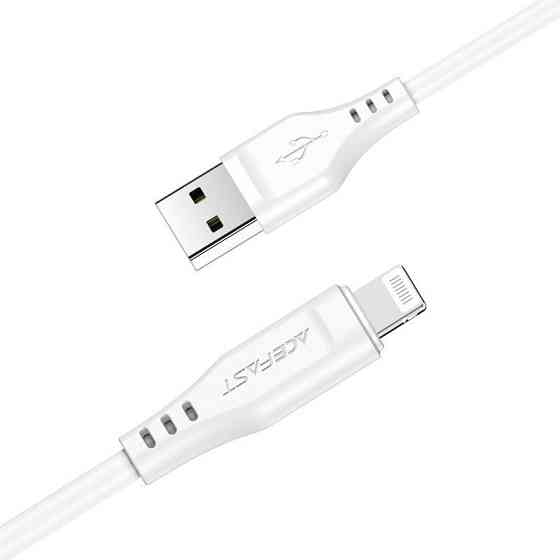 Кабель ACEFAST C3-02 USB - Lightning 2.4A, 1.2m, TPE, TPE конектори, колір білий AFC3-02W Одеса