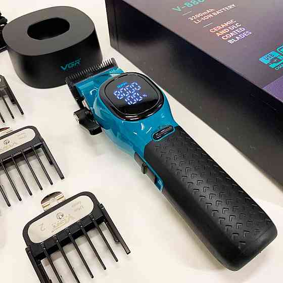 Бездротова машинка для стрижки для дому VGR V-886C BLUE Електрична машинка з насадкою бороди OL-42 Івано-Франківськ
