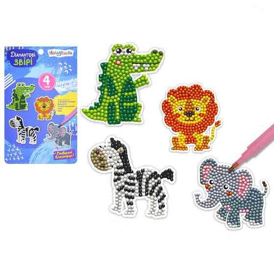 Набір для творчості Алмазна мозаїка "Тварини" M5879UA 4 фігурки-наліпки Вінниця