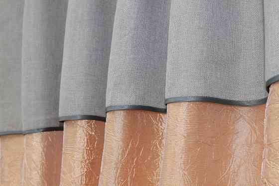 Кухонные шторы VR-Textil № 073к с ламбрекеном и подхватами персиковый со светло-серым 270х170 см (52-0142) Киев