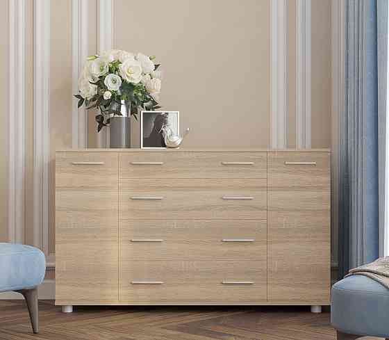 Комод для вещей К-4 Эверест 130х38х73 дуб сонома Телескопические (шариковые) (DTM-2030) Днепр