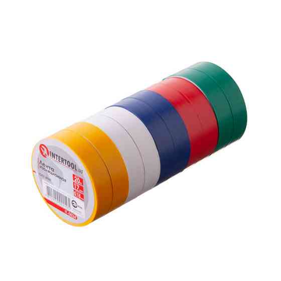 Стрічка ізоляційна 0.15 мм * 17 мм * 20 м, кольорова (10 од.) INTERTOOL IT-0024 Киев