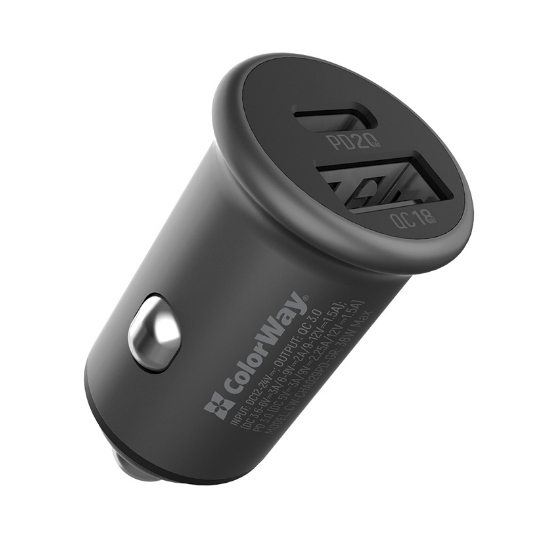 Автомобільний зарядний пристрій ColorWay CW-CHA029PD-GR USB+Type-C 3,0A 38W сірий Житомир