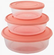 Набір контейнерів для харчових продуктів круглий 3в1 прозорий/абрикосовий Алеана Житомир - фото 1
