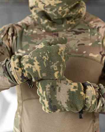 Комплект шапка баф перчатки пиксель   ВТ6388 Одесса