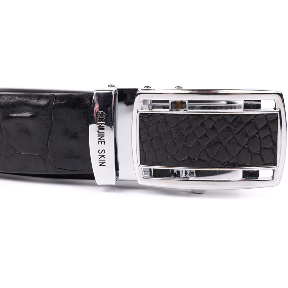 Ремінь-автомат CROCODILE LEATHER 18239 з натуральної шкіри крокодила Чорний Київ - фото 7