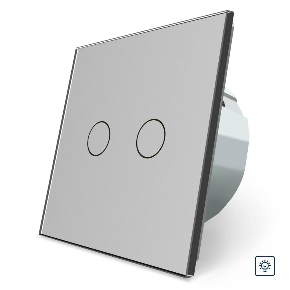 LIVOLO Сенсорний димер 2 сенсори Livolo сірий скло (VL-FC2D2-2GIP) Коломия - фото 1