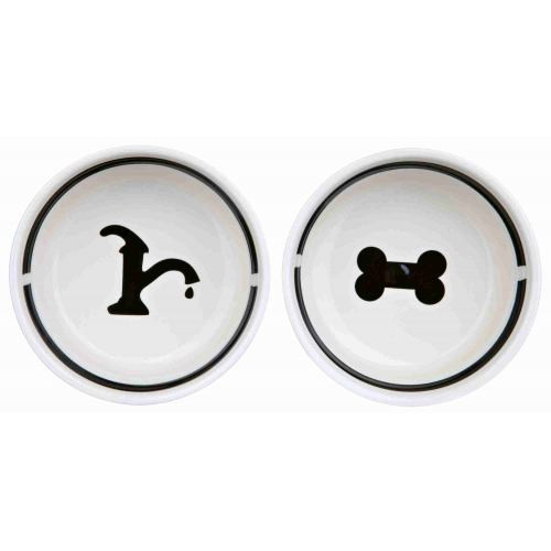 Миски Trixie для собак Eat on Feet подвійні на металевій підставці біла/чорна керамічні 2x600 мл/15 см Київ - фото 2