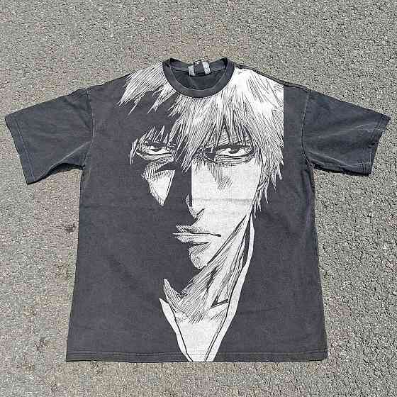 Футболка мужская с принтом аниме Блич Икхиго Куросаки Скеткх манга оверсайз (S/M/L) Черний Днепр