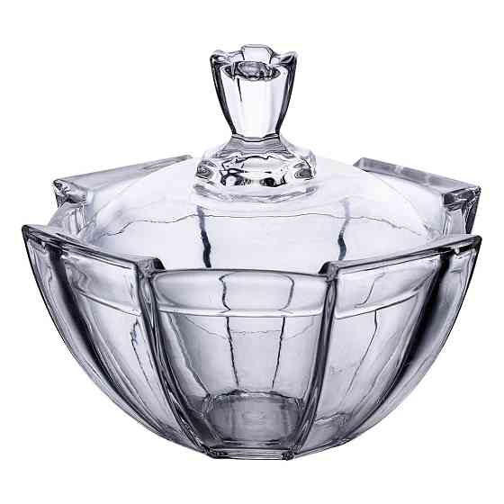 Круглая стеклянная сахарница с крышкой Ø 15 см Киев