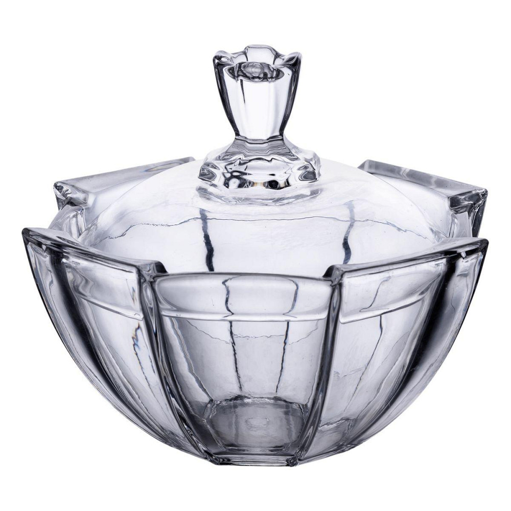 Круглая стеклянная сахарница с крышкой Ø 15 см Киев - изображение 1