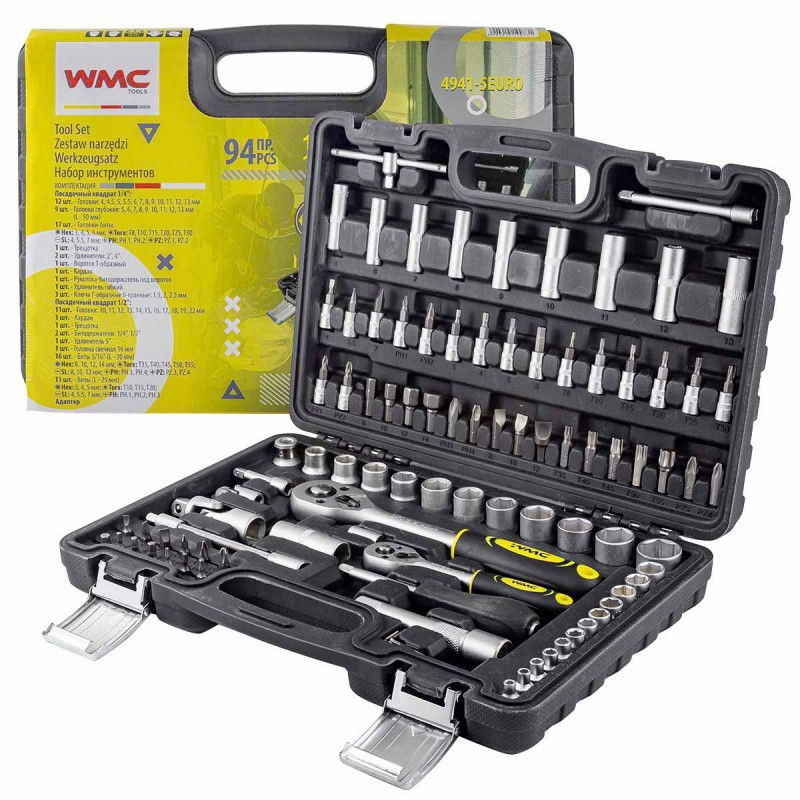 Набір інструментів 94пр. 1/4", 1/2" (6гр.) (4-22мм) WT-4941-5EURO Одеса - фото 2