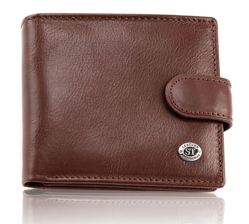 Стильне шкіряне чоловіче портмоне ST Leather В103 Коричневий Київ - фото 11