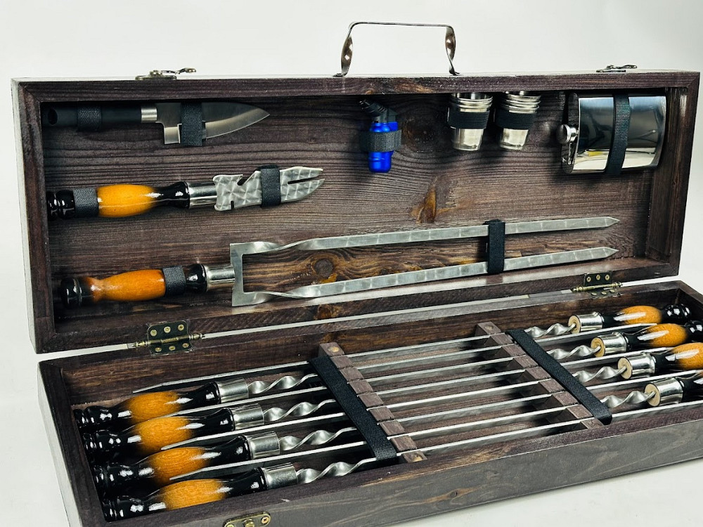 Подарунковий набір шампурів в дерев'яному кейсі для пікніка СКІФ HAPPY DAYS Тернопіль - фото 4