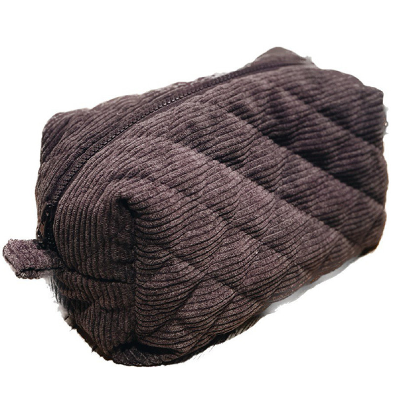 Большая женская вельветовая косметичка 24x13x13 см (Фиолетовый) Сумы - изображение 2