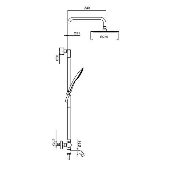 Душова колонна Koer KI-57018-02 з термостатичним змішувачем з нержавіючої сталі SUS304, 3 функції Харків