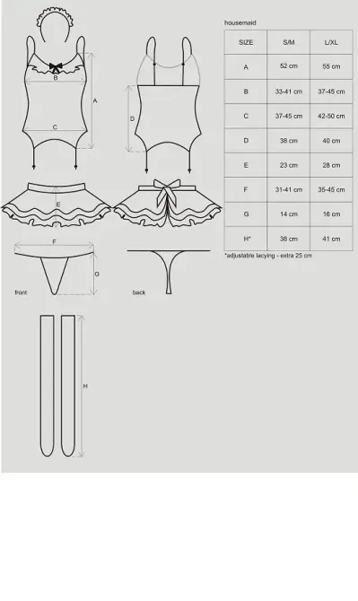 Еротичний костюм покоївки зі спідницею Obsessive Housemaid 5 pcs costume L/XL, чорно-білий, топ з пі Львів - фото 7