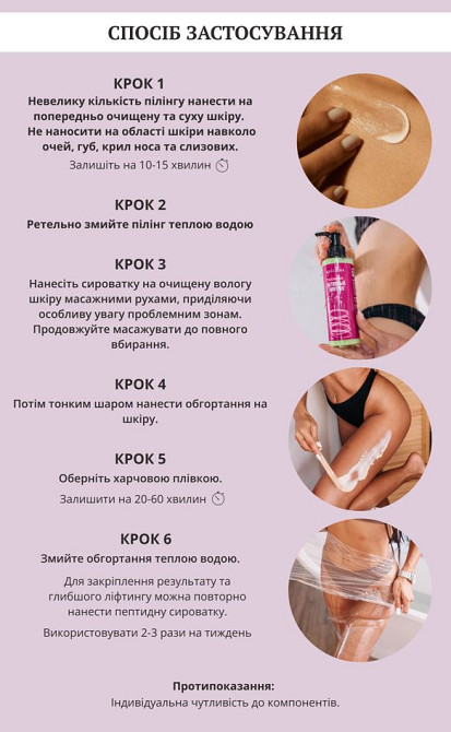 Антицеллюлитный пептидный набор с пилингом Пилинг+Сыворотка+Обертывание Reclaire cosmetics Киев - изображение 9