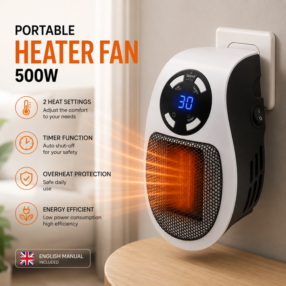 Уцінка Портативний обігрівач 500W, Portable Heater / Обігрівач електричний / Електрообігрівач Київ - фото 10