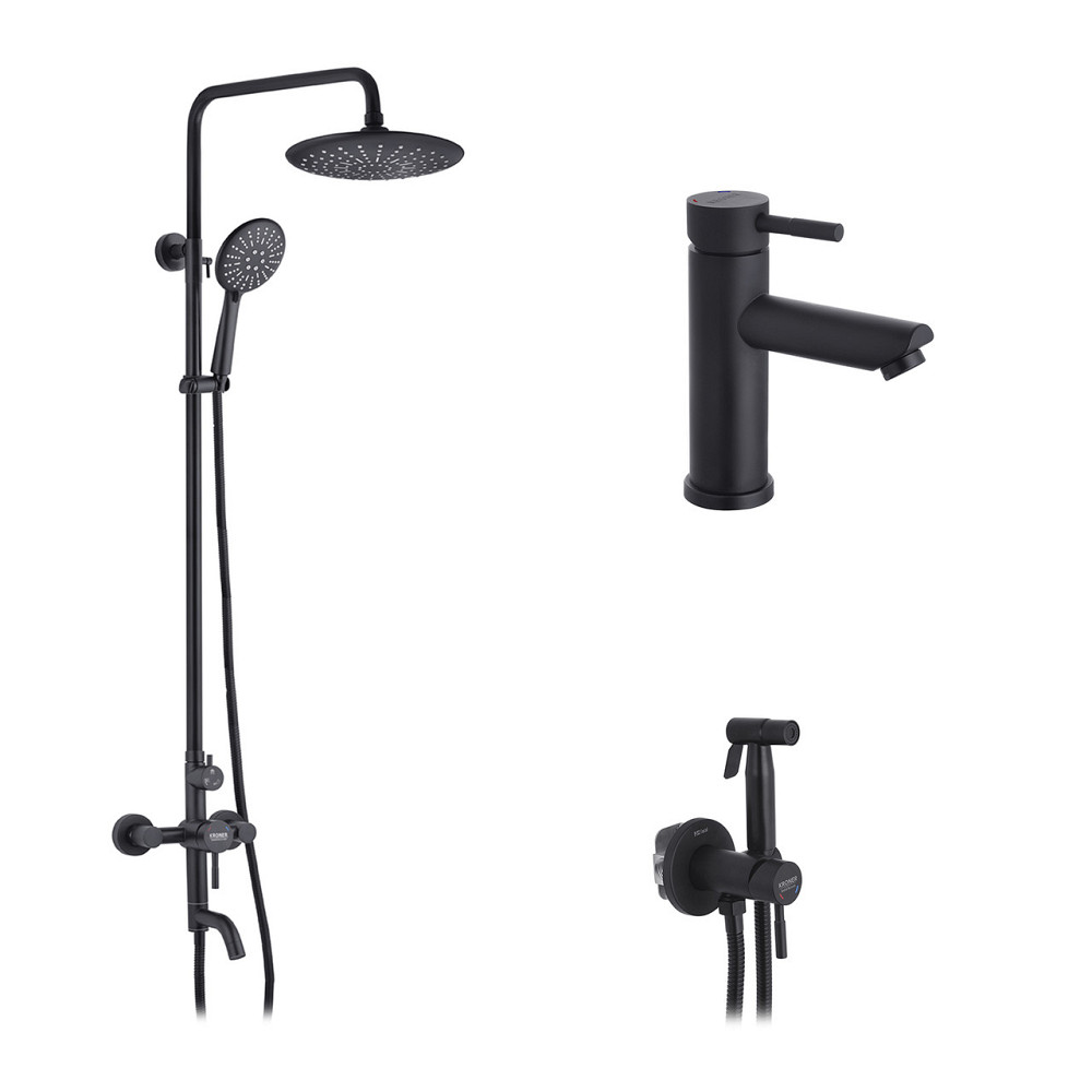 Набор 3 в 1 душевая система Kroner Edelstahl Klassisch-SCH063 + смеситель Edelstahl Klassisch-SCH010 + Киев - изображение 1