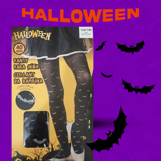 Дитячі колготки Кажани з блискітками на Хелловін 40 den 134-140 на 8-10 років чорний Київ