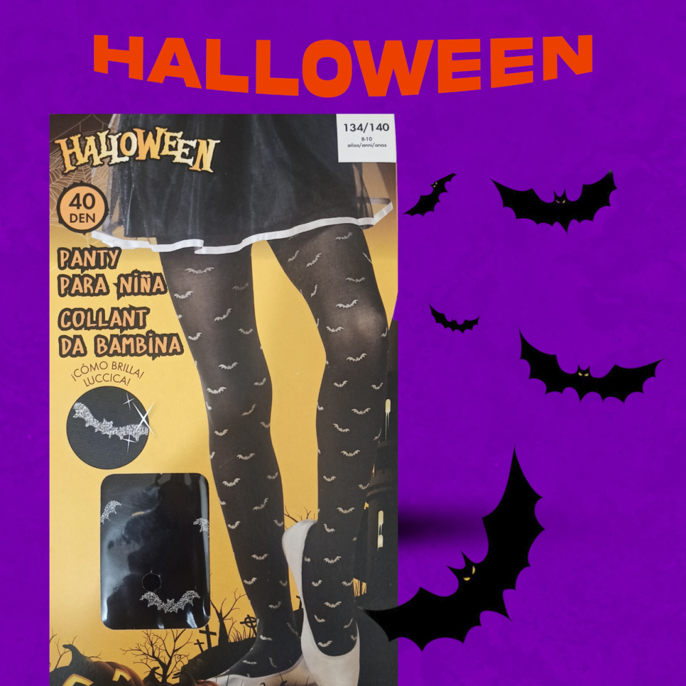 Детские колготы Летучие мыши с блестками для Хэллоуина 40 den 134-140 на 8-10 лет черный Киев - изображение 1
