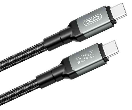 Кабель XO NBQ264A High Power Braided Type-C to Type-C - 240W - 2m Black (7102293) Київ