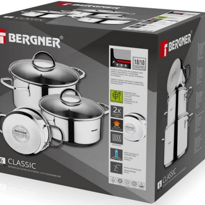 Набор посуды Bergner Classic 1.7 л, 2.3 л, 3.3 л 6 предметів (BG-6284) Винница - изображение 7
