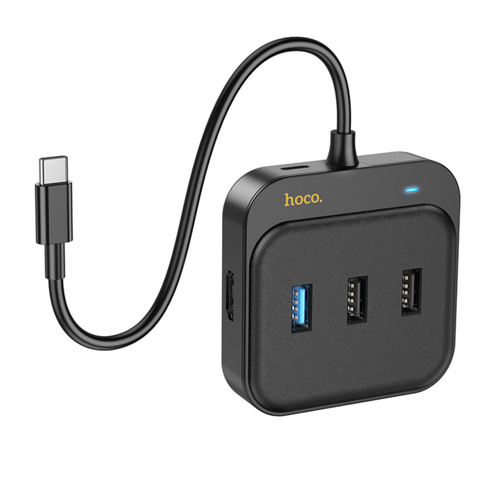 Хаб HOCO HB37 Easy link 6-in-1 Multiport Adapter(HDTV+RJ45+USB3.0+USB2.0*2+PD100W) Black (6931474799029 ) Киев - изображение 2