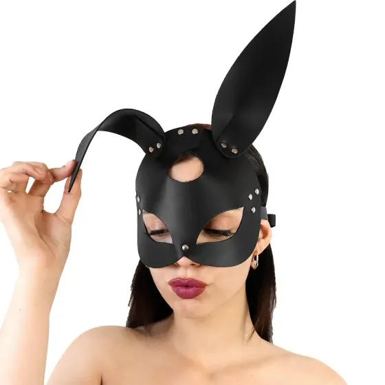 Шкіряна маска Зайчика Art of Sex - Bunny mask, колір Чорний Львів