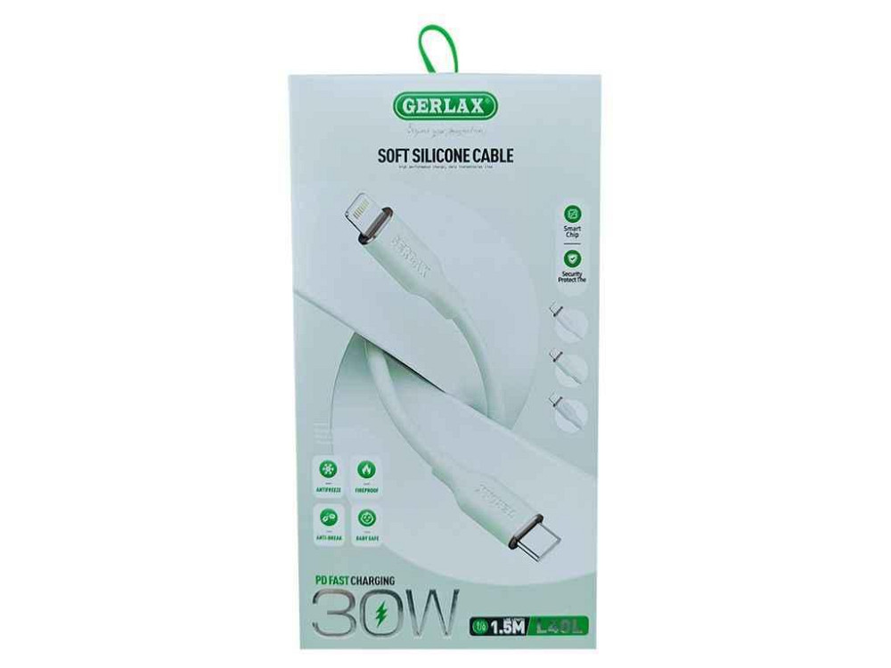 Кабель Type С-Lightning iPhone PD L40L 30W білий силіконовий 1,5м ТМ Gerlax Solmir Київ - фото 1