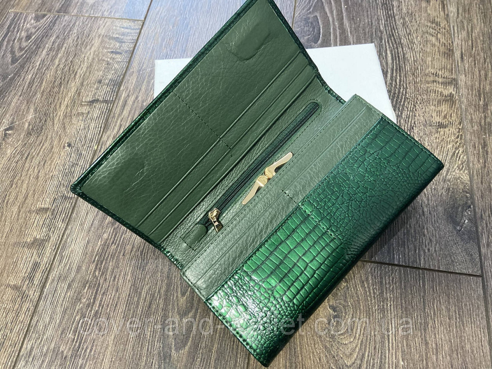 Лаковий жіночий гаманець з натуральної шкіри зеленого кольору ST S6001A Київ - фото 9