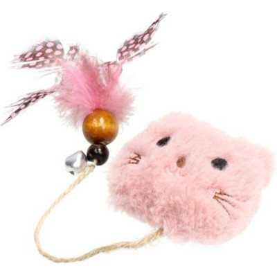 Игрушка для кошек Hippie Pet Плюшевый мишка с перышком розовый 11 см. (HIPCT2304102-1) Винница - изображение 1