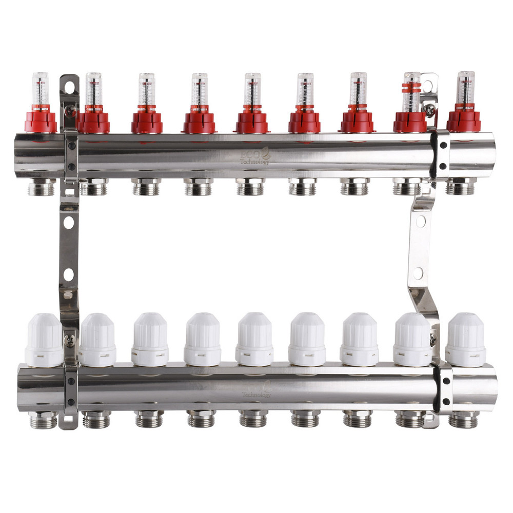 Колектор з вимірювачем витрат, регуляторами та кріпленням ECO 001D 1″x9 (000013462) Київ - фото 1