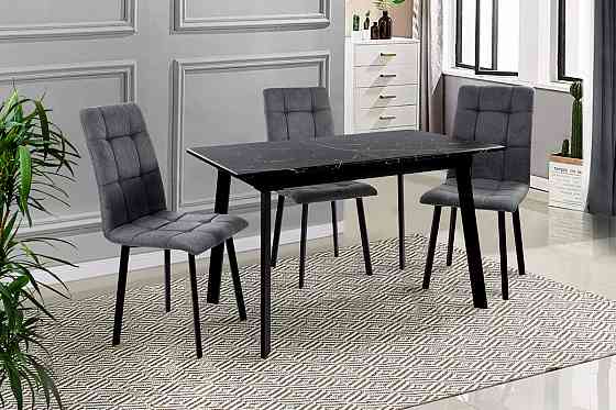 Стіл Етна 120(+40)*75 чорний метал/мрамор чорн Киев