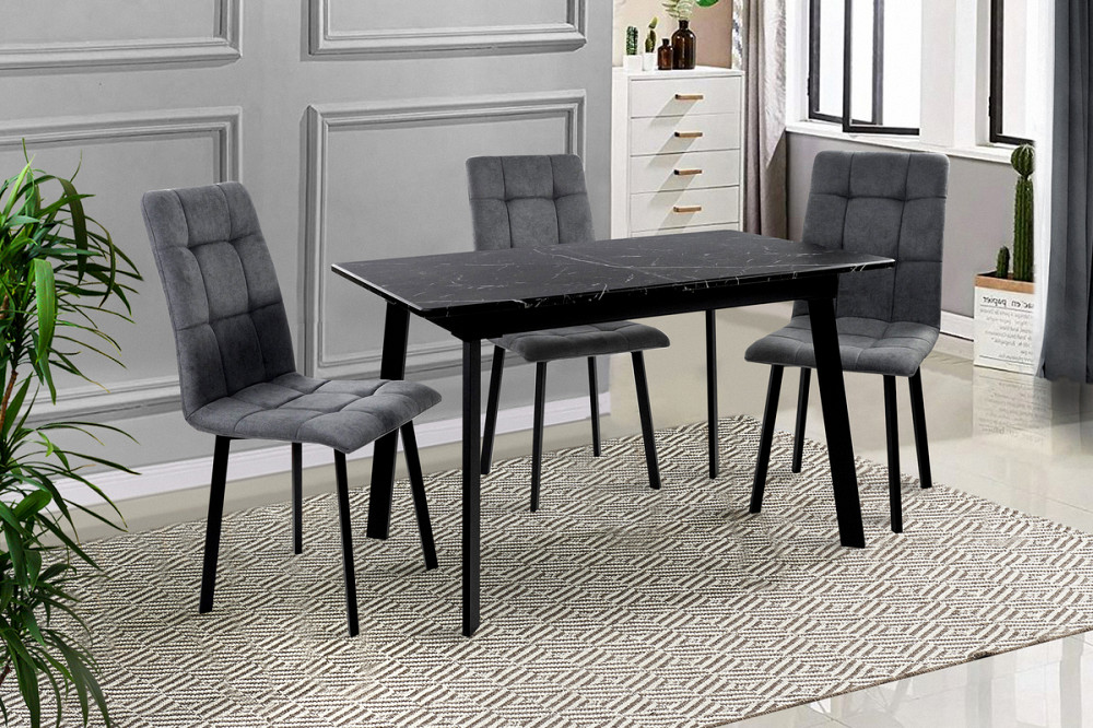 Стіл Етна 120(+40)*75 чорний метал/мрамор чорн Киев - изображение 3