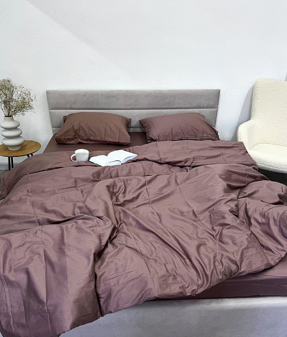 Ecotton Комплект постільної білизни Ecotton Євро 210х220 см однотонний коричневий Stucco Киев - изображение 1