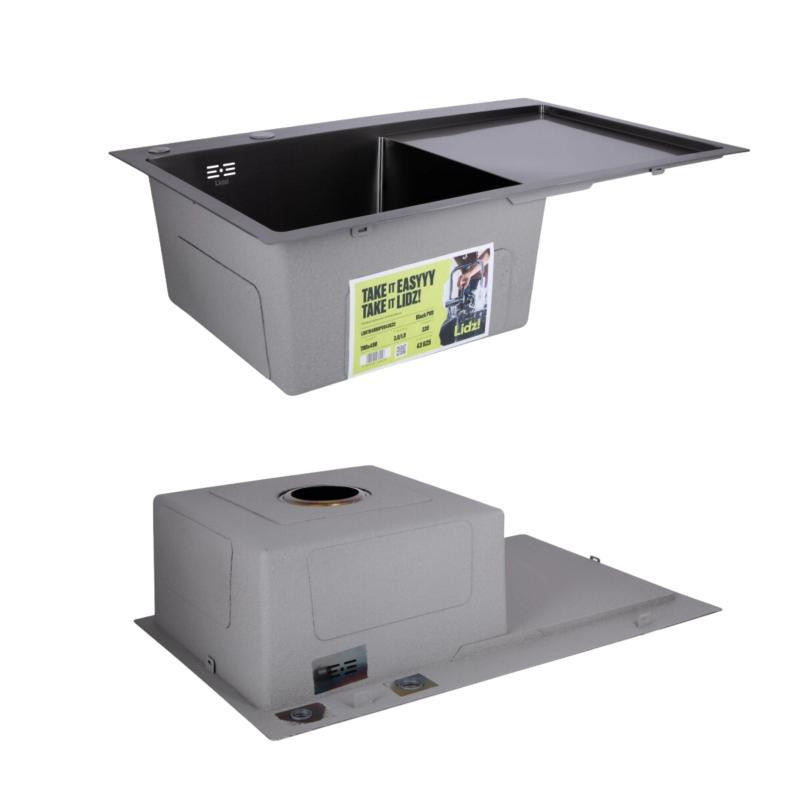 Комплект Lidz Handmade H7849BR Мийка для кухні інтегрована крило праворуч BlackPVD у комплекті з дозатором + Київ - фото 4