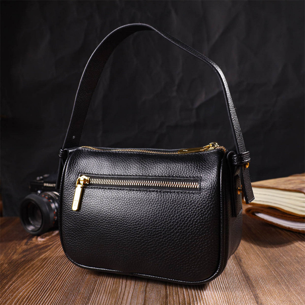 Современная сумка на плечо кросс-боди из натуральной кожи 22127 Vintage Черная Киев - изображение 10