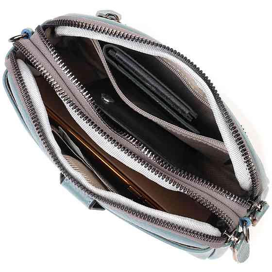 Модная сумка-клатч в стильном дизайне из натуральной кожи 22087 Vintage Серо-голубая Киев