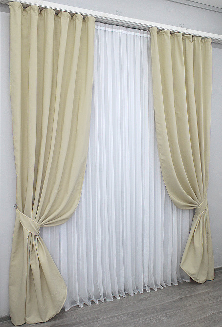 Комплект готовых штор VR-Textil Ibiza № 1185ш Кремовый 150х270 см 2 шт (33-0024) Киев - изображение 3