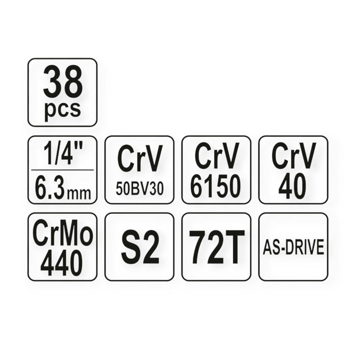 Набір інструменту 1/4" 38 шт, 3,5-14 мм з тріщ., подовжує., кардан, отв.-вороток, біти, Т-вороток Мукачево - фото 4