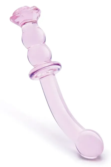 Изогнутый стеклянный розовый фаллоимитатор для точки G Dream Toys Glaze Glass с бутоном Sex Aura Киев - изображение 1